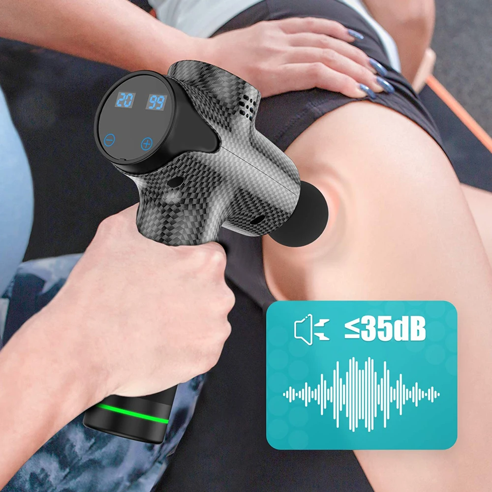 
2021 Amazon Top Professional Handle Deep Pulse Deep Tissue Massage Gun LCD 20 Speed Personal Percussion Gym Muscle Massage Gun 