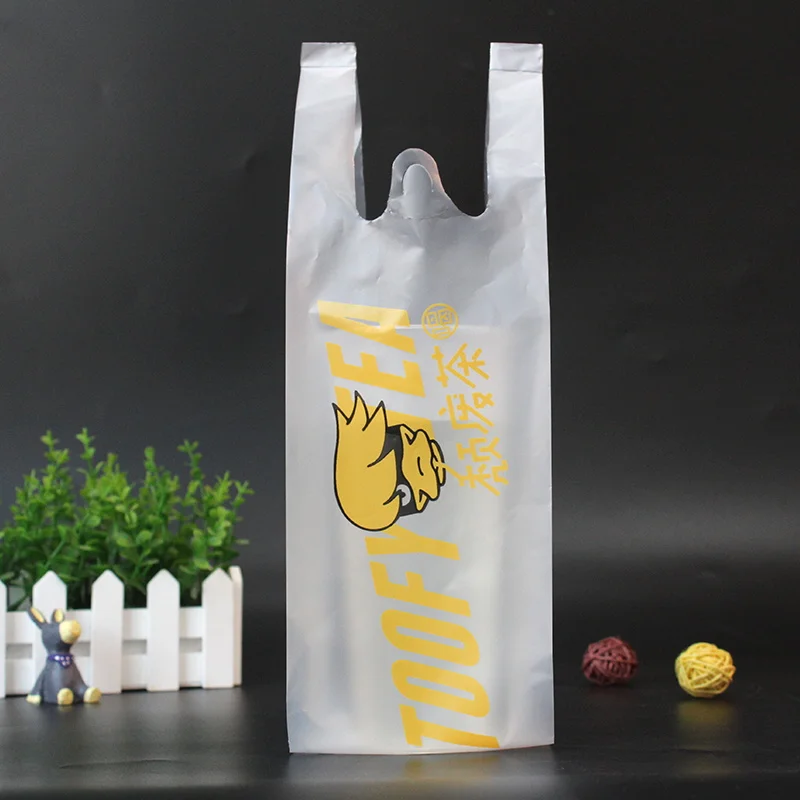 low moq customized design portable bio plastic signal and double cup take-out milk tea bag