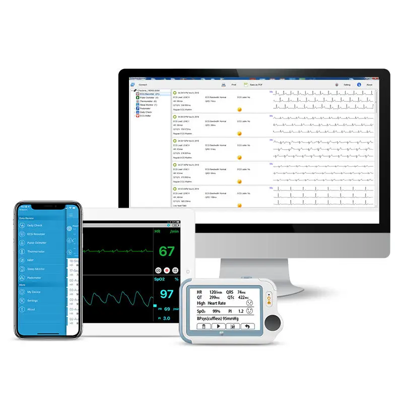 Sleep apnea monitor blood glucose monitor device Portable ECG machine
