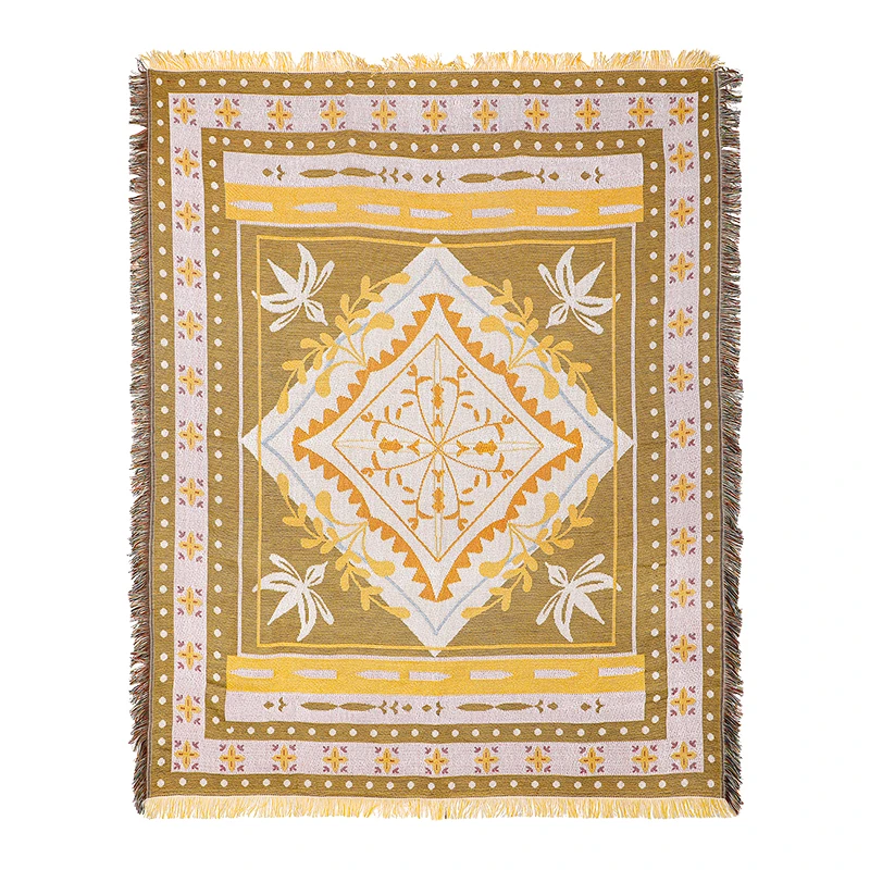 Recycled Cotton Custom Woven Blanket Throw Rugs Bohemian Throw Blanket