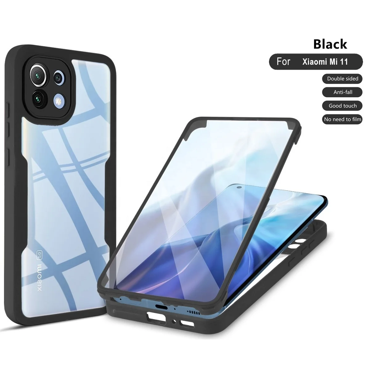 Hoya 360 degree Full Protection Clear Mobile Phone Cover TPU PC luxury Transparent Tempering Glass Phone Case for iPhone 12 13