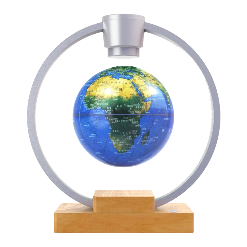 Kinglobe Magnetic Levitating World Earth Map Metal Floating Globe Desk Decor for Education and Geography
