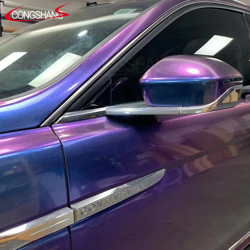 1.52*18M Warranty 3-5 Years Diamond Glossy Chameleon Purple to Blue Car Vinyl Wrap Film Wrapping Sticker