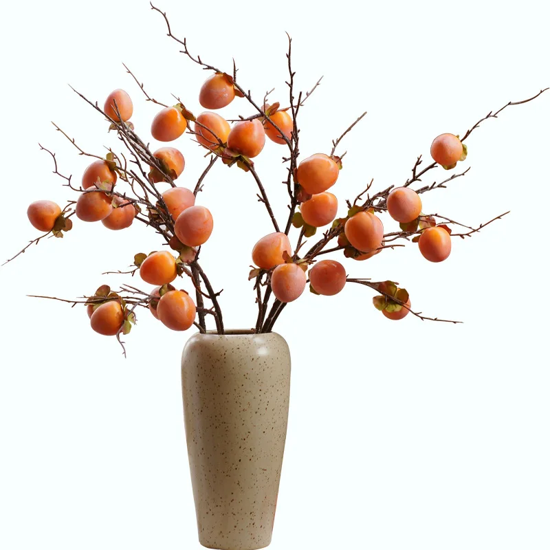 Wholesale artificial fruit Persimmon branch for home indoor outdoor wedding decoration