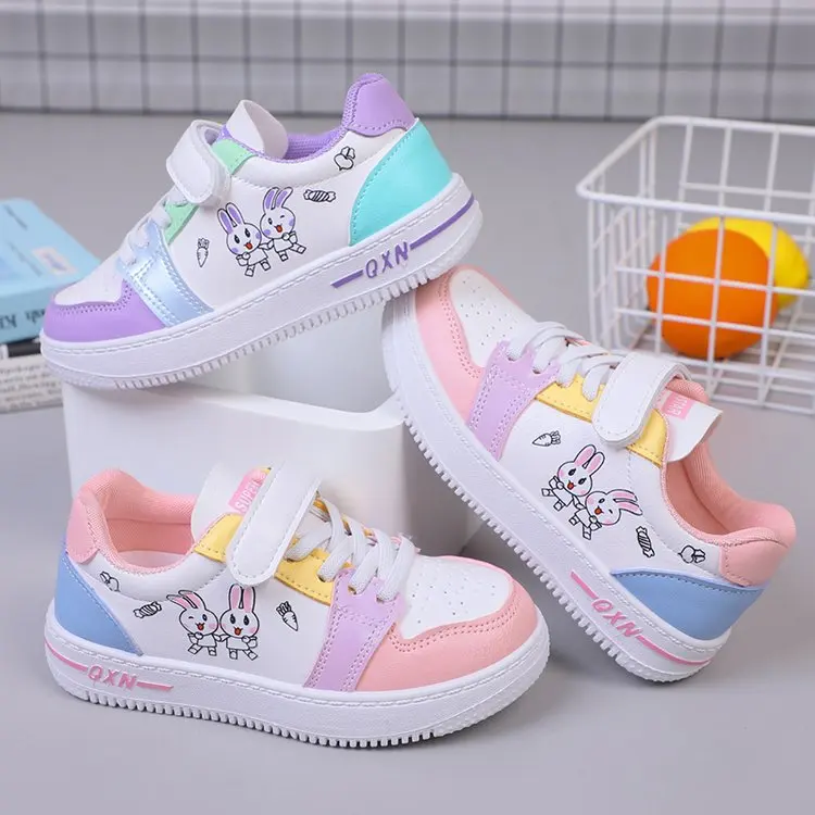 2024 new design kids china shoes Casual New Girl Cartoon Cute Single Shoes School Little White Shoes for Girls