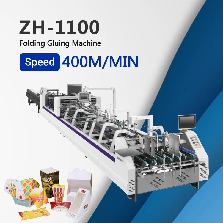 ZH-1100 Folding Gluing Machine Straight line-double side-lock bottom