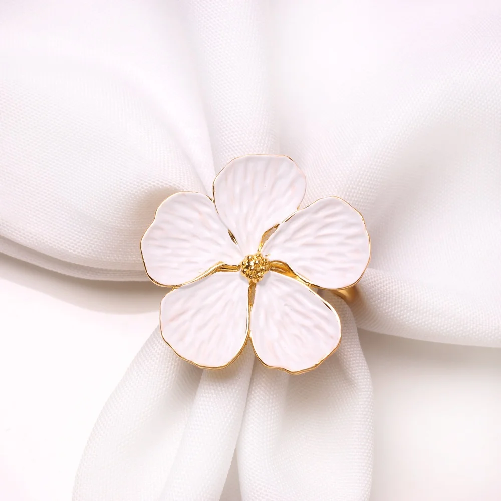 New Wedding Party Accessories Elegant Metal Flower Napkin Ring