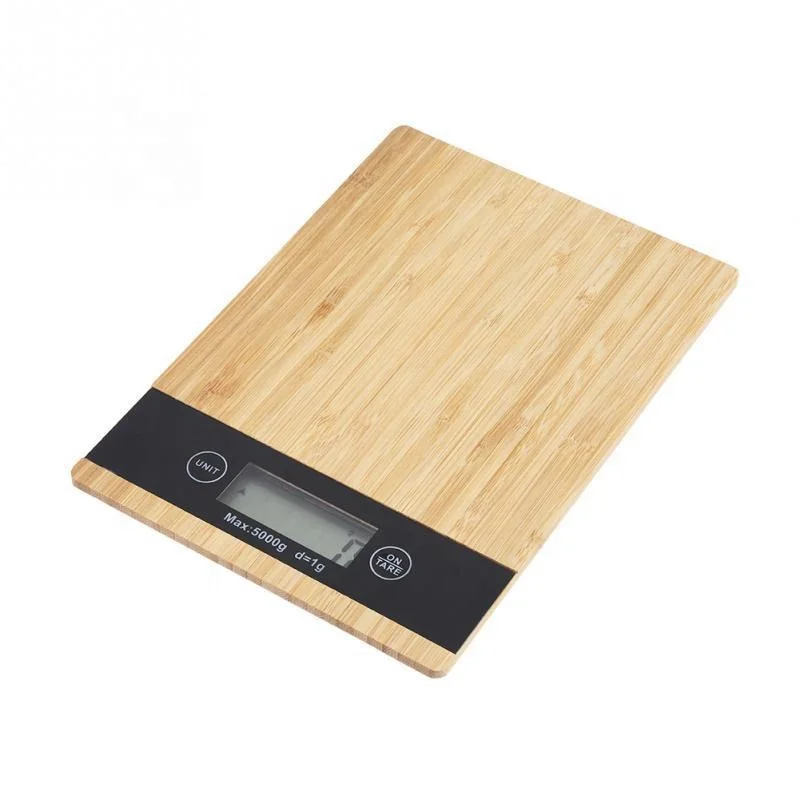Wholesale bamboo scale waterproof wood grain scale surface 5kg wooden kitchen scale