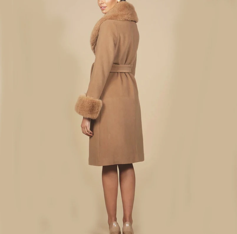 2023 Professional Manufacturer Alpaca Mixed Fabric Luxury Real Fur Custom Double-faced Wool Cashmere Coat Women