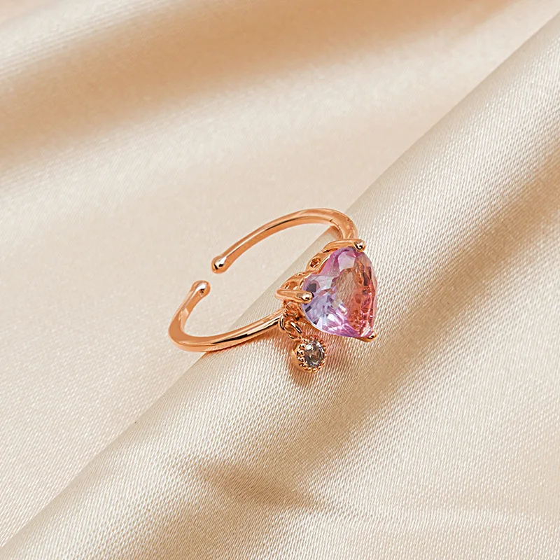 
Factory Direct Sell Fashion Crystal Girl Heart-Shaped Ring for Young Lady 