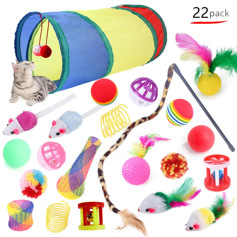 Wholesale Custom Funny Cat Toy Sets  Interactive Mouse Tunnel Plush Ball Bell Cat Toys