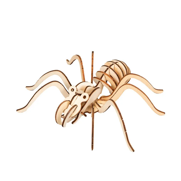 Creative New Kids DIY Wooden Puzzle Toys 3D Assembly Laser Cut Wood Animal Insect Ant Bee Model Jigsaw Puzzles