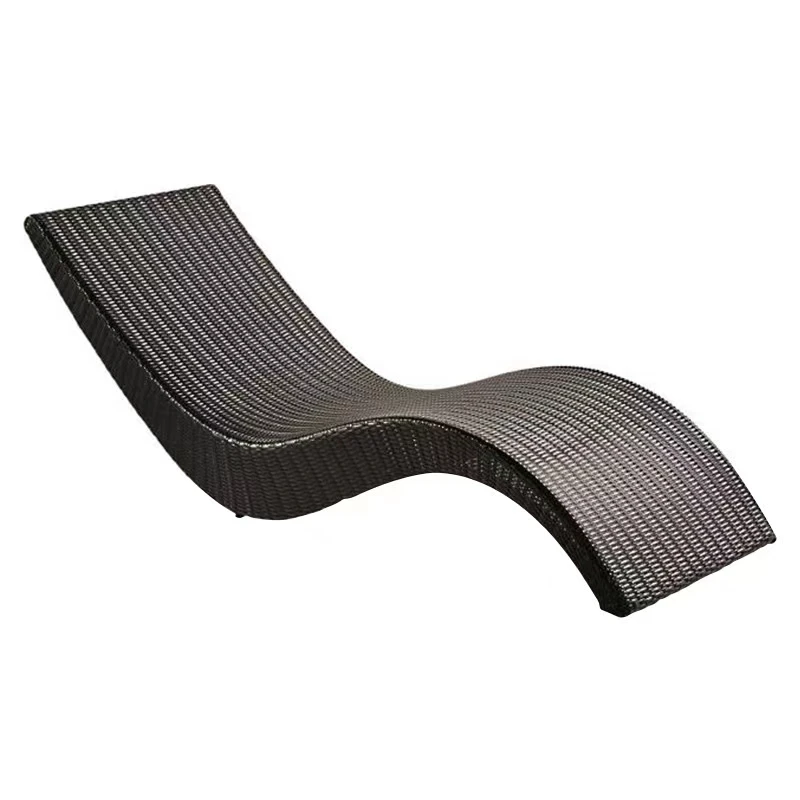 Leisure Outdoor Rattan  Sun Bed Rattan Wicker Chaise Lounge Black outdoor sun loungers