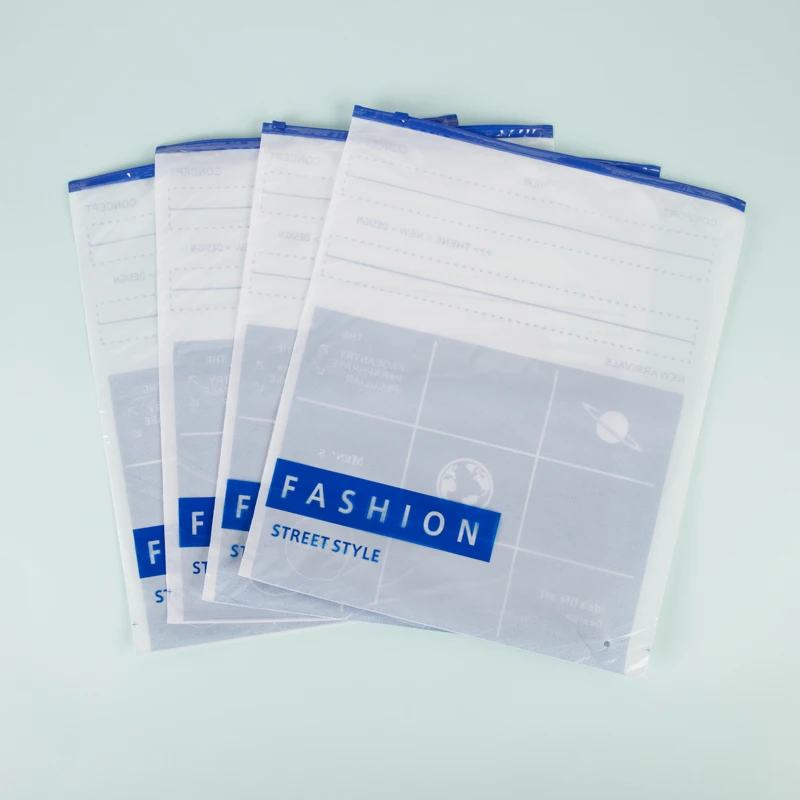 One Side Translucent Clothing Zipper Bags Custom Logo T Shirt Clothes Bikini Packaging Zip Lock Plastic Bag For Swimwear