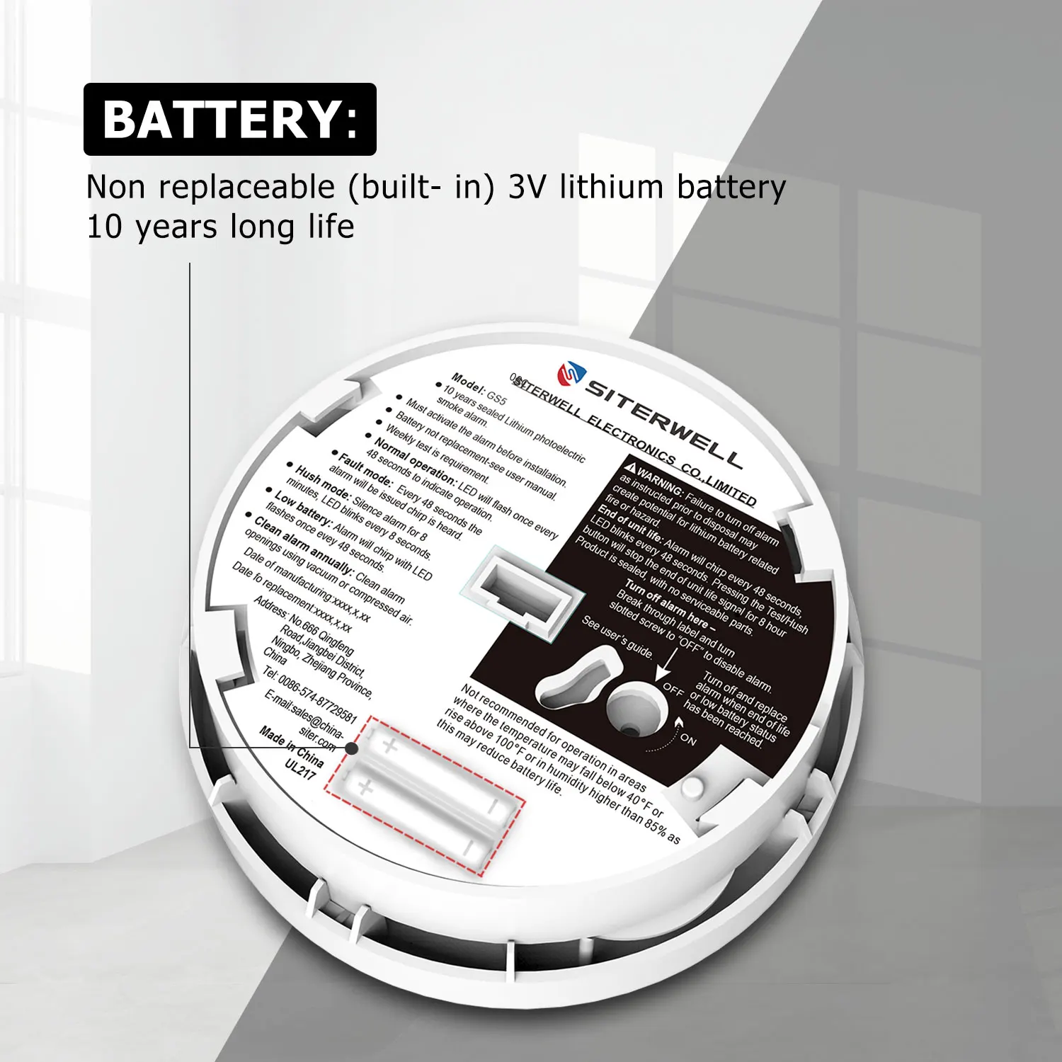 NF Manufacture UL NF VDS LPCB BOSEC ACTIVFIRE approved 10 Years Lithium Battery radio frequency fire alarm GS508