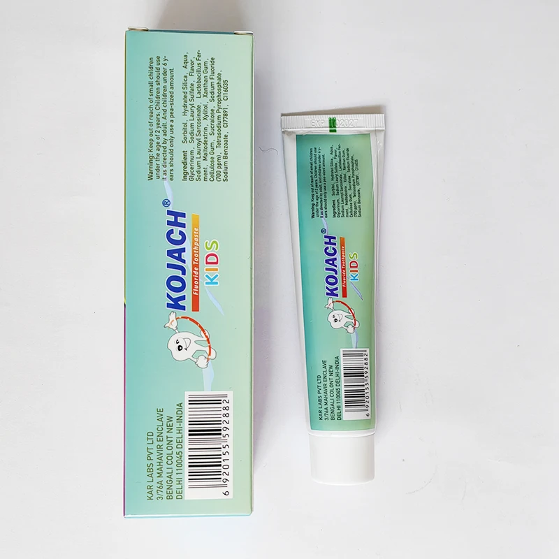 Carton anti cavity children kids fluoride toothpaste with free toothbrush