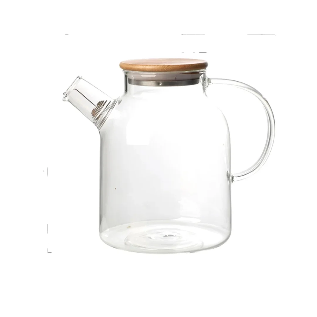 Стекло WaterJug с бамбуковыми деревянной крышкой для листовой чай горшок горячей и холодной воды, кувшин для воды сока