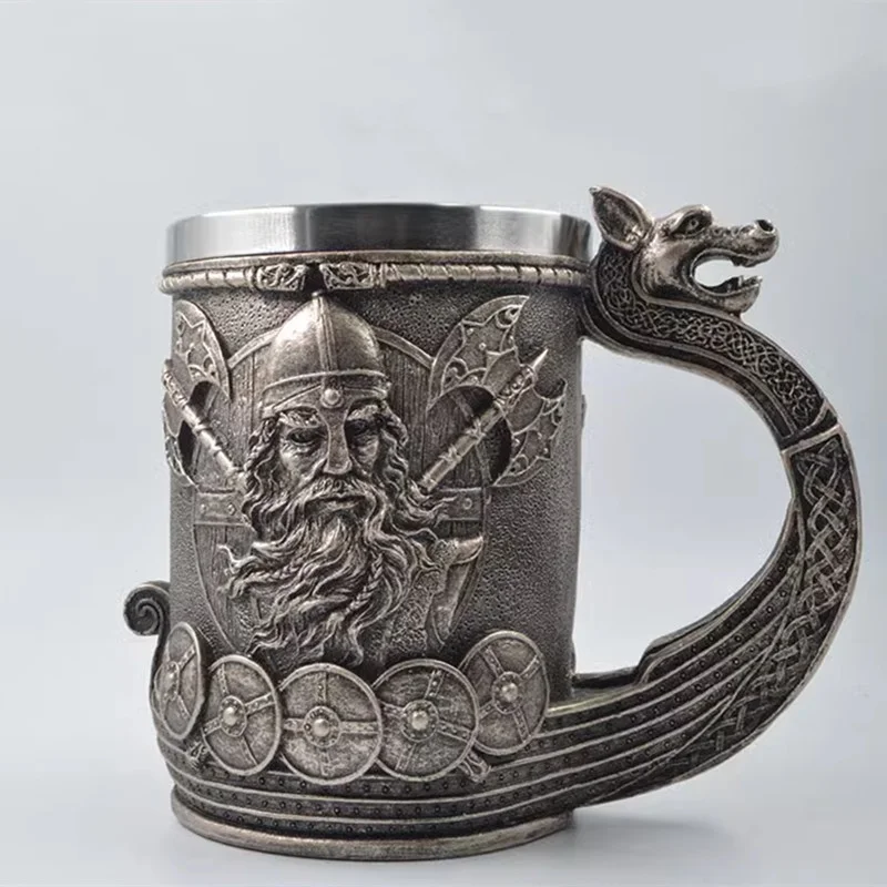 Customized Viking Drinking Cup Metal Insulated Resin Beer Mug Templar Mug for Promotional Lovers Gifts
