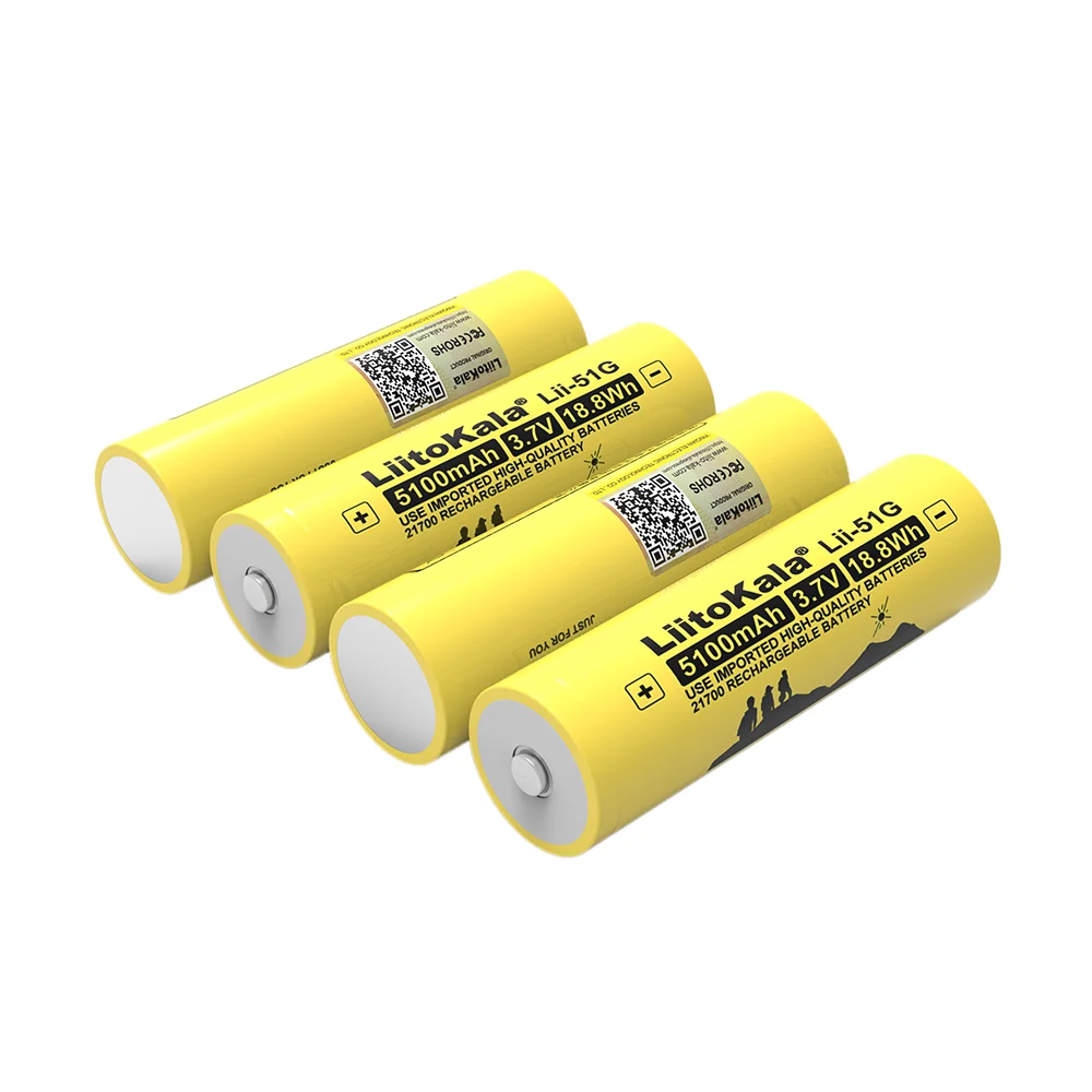 21700 Battery 3.7v Li-ion Rechargeable Batteries 5100mAh 21700 Cell Lithium Ion Electric Bicycle Battery LiitoKala Lii-51G