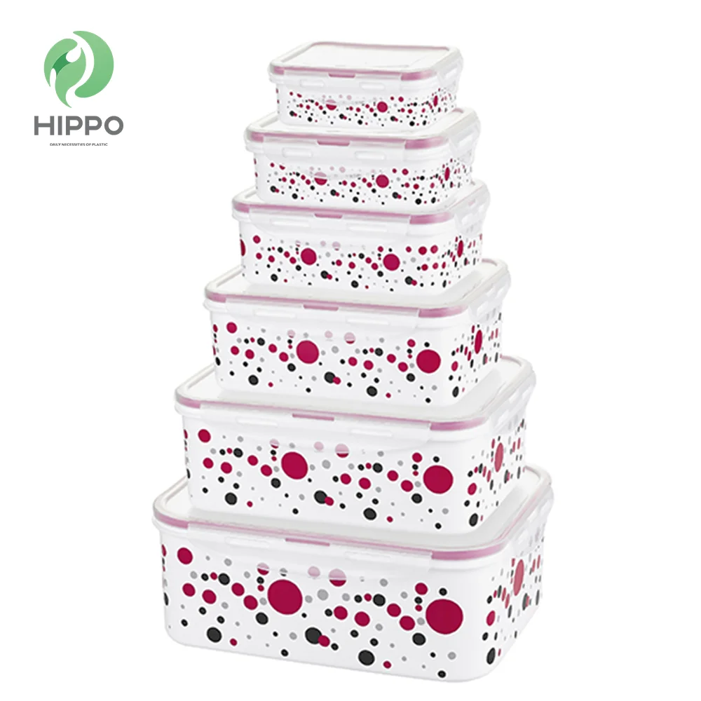 5 pcs different size customized rectangle plastic food container