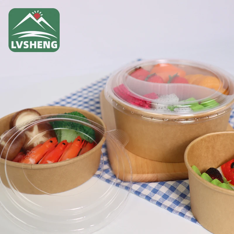 Wholesale food grade disposable kraft recyclable 500 ml paper bowl
