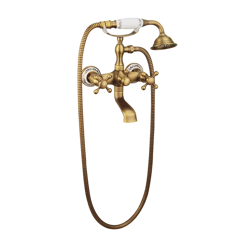 LONGSTAR Brass Clawfoot Wall Mount Faucet Retro And Simple Design European Country Style