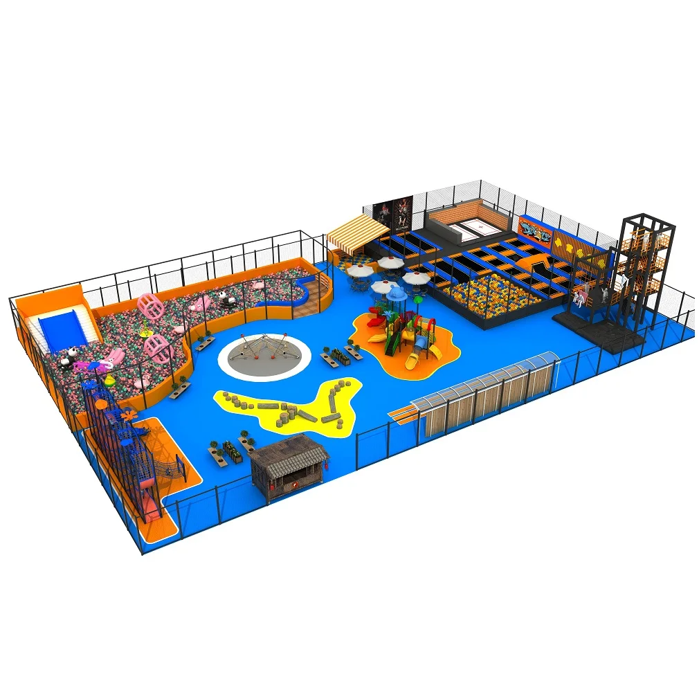 Outdoor Plastic Combinational Kids Trampoline Playground Equipment With Slide For Sale