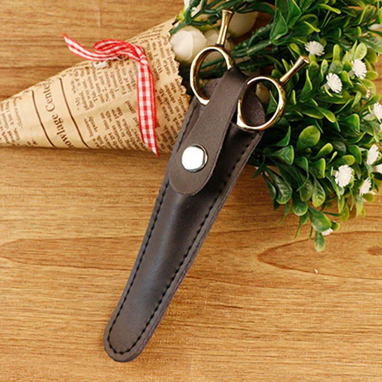 Cowhide Material Single Scissors Bag Leather Scissors Box Tool Holster Waist Clip Bag