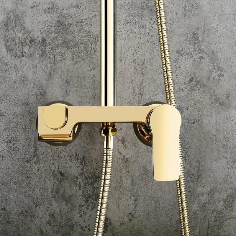 Rain Shower Gold Brass Shower System Set with Smart Handheld Shower Spray High End Quality
