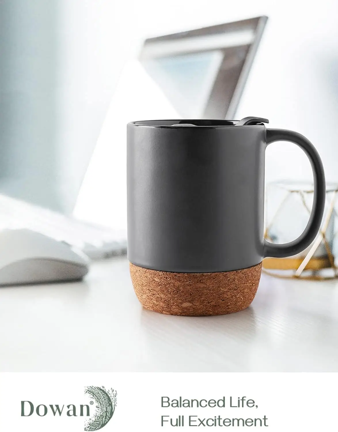 11 oz Ceramic Chocolate Milk Mug Novelty Tea Porcelain Coffee Cup with Cork Bottom and Spill Proof Lid Office Christmas Gifts