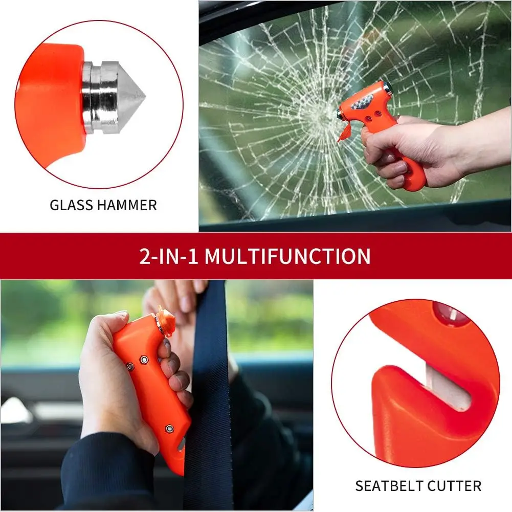 Car Safety Hammer, 3-in-1 Emergency Escape Tool with One Second Window Breaker and Seat Belt Cutter