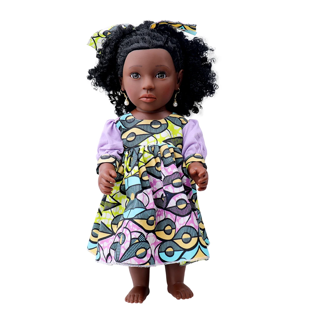 2024 wholesale good quality fashion real 18 inch black silicone girl doll for children