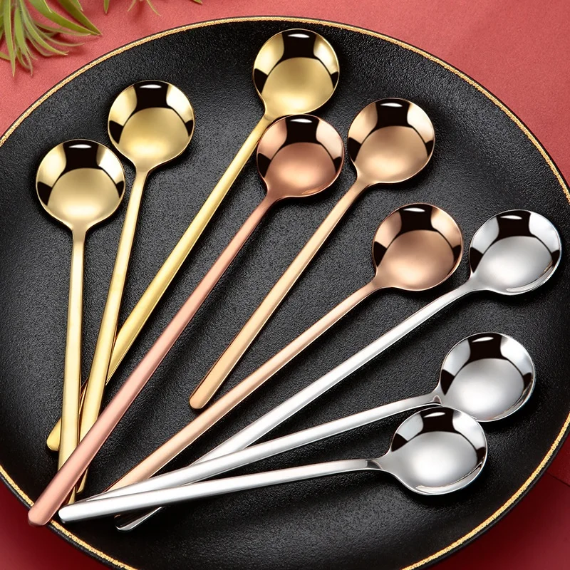 Dishwasher safe Metal Stainless Steel 18/8 Rose Gold Tea spoon 13cm 15cm 17cm Dessert saland ice scream coffee spoon
