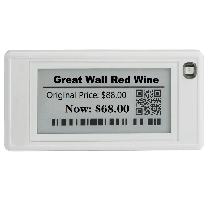 296 x 128 screen resolution Chain Digital Tag Supermarket Electronic Price Tag with wireless Long Life Time