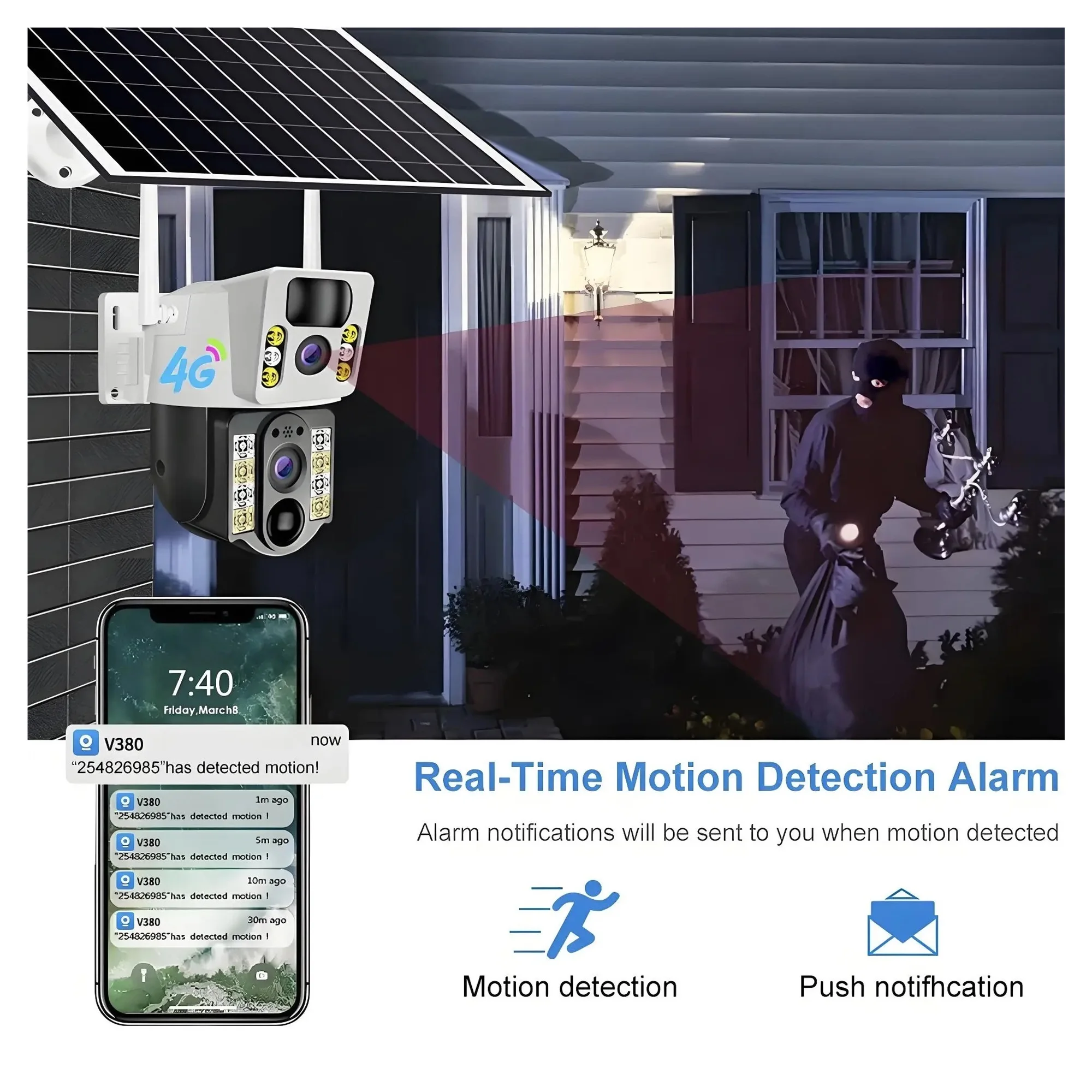 Senhuo 4K 8MP wireless outdoor Wifi solar camera 4G Sim card monitoring dual screen waterproof panel IP video CCTV