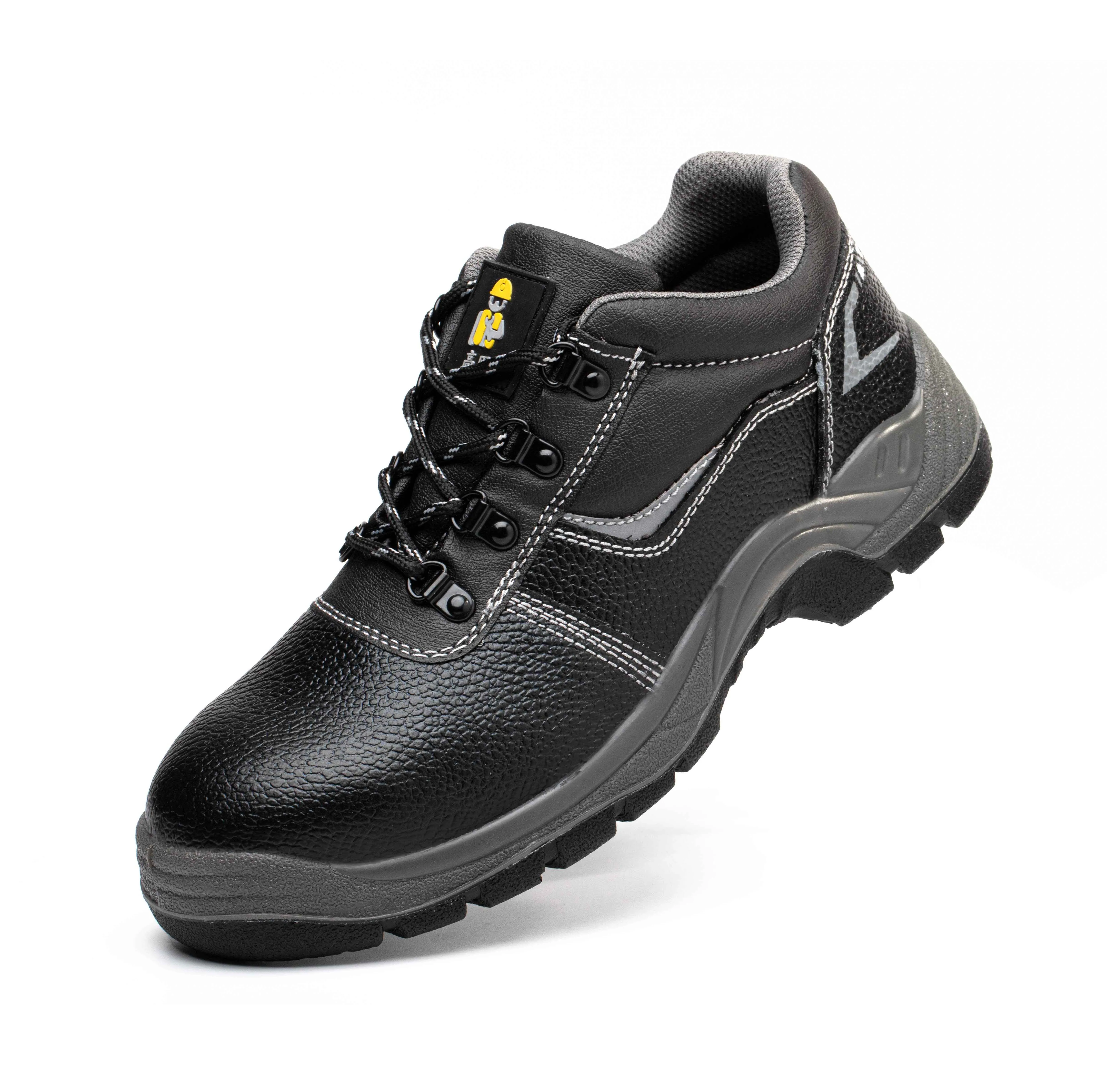 JIANKUN Customizable Reflective Strip Embossed Leather Upper Safety Work Shoes Genuine Leather Anti-Puncture Anti-Slip