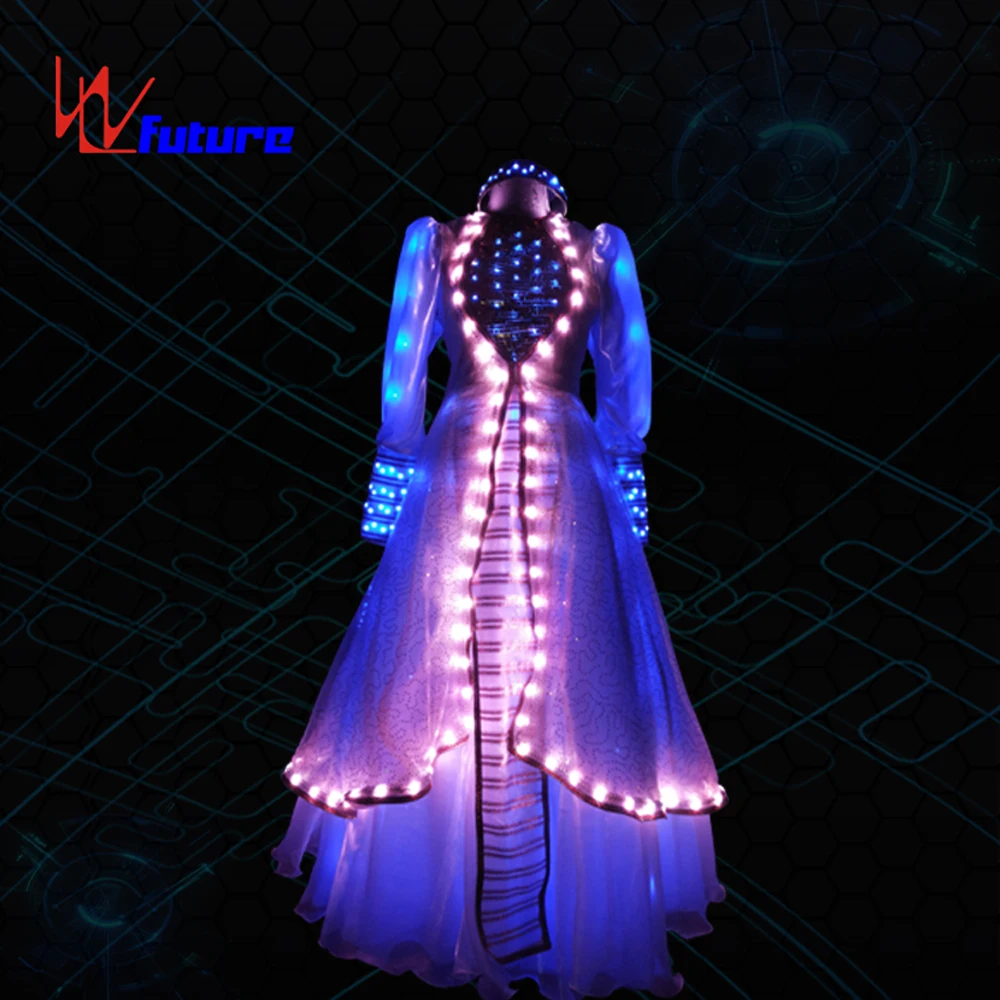 Beautiful LED Festival Clothing Exotic Dancewear for Female Dresses 1 Piece for Women Adults Luminous Performance for Ballroom