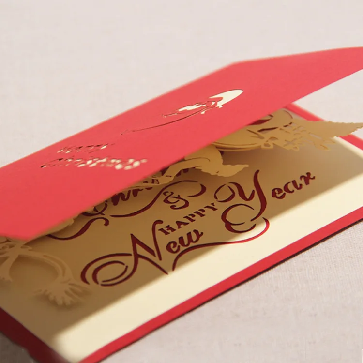 Manufacturer wholesale fancy christmas greeting cards printing, pop up greeting cards plus envelope