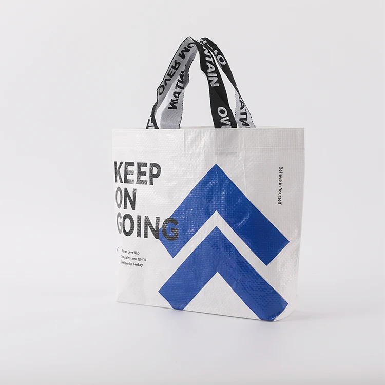 Custom reusable grocery eco friendly RPET non woven handled shopping PP woven bag