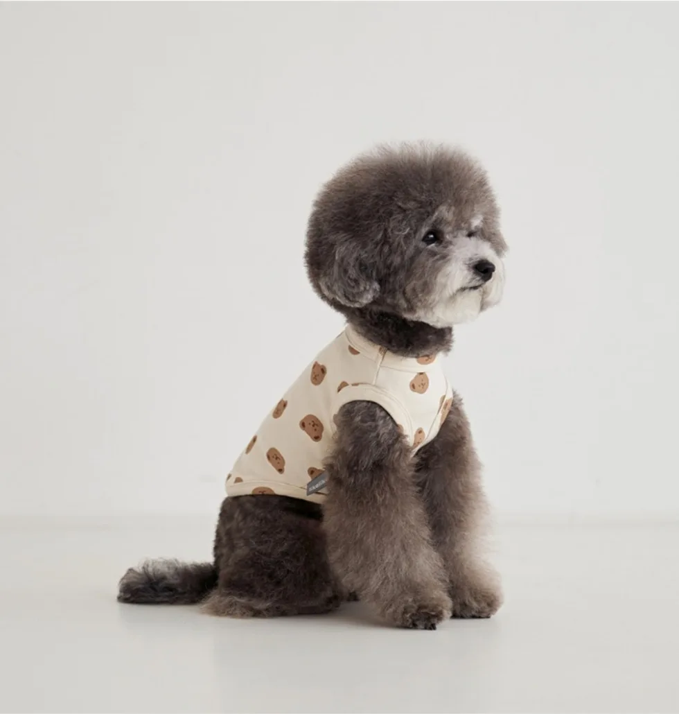 Wholesale Custom INS Korea Spring Autumn Pet Home Clothes Cute Bear Pattern Dog Vest Puppy Cotton Air Conditioning Apparel