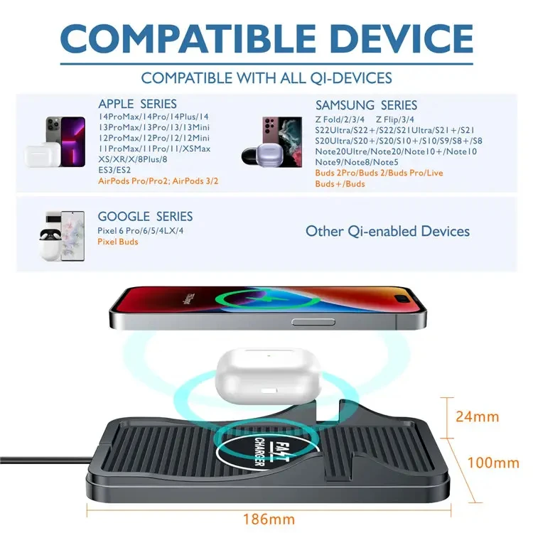Wireless Car Charger Pad Qi Fast 15W 10W 7.5W Charging Mat Stand Holder For iPhone Compatible Samsung LG Xiaomi Android Phone