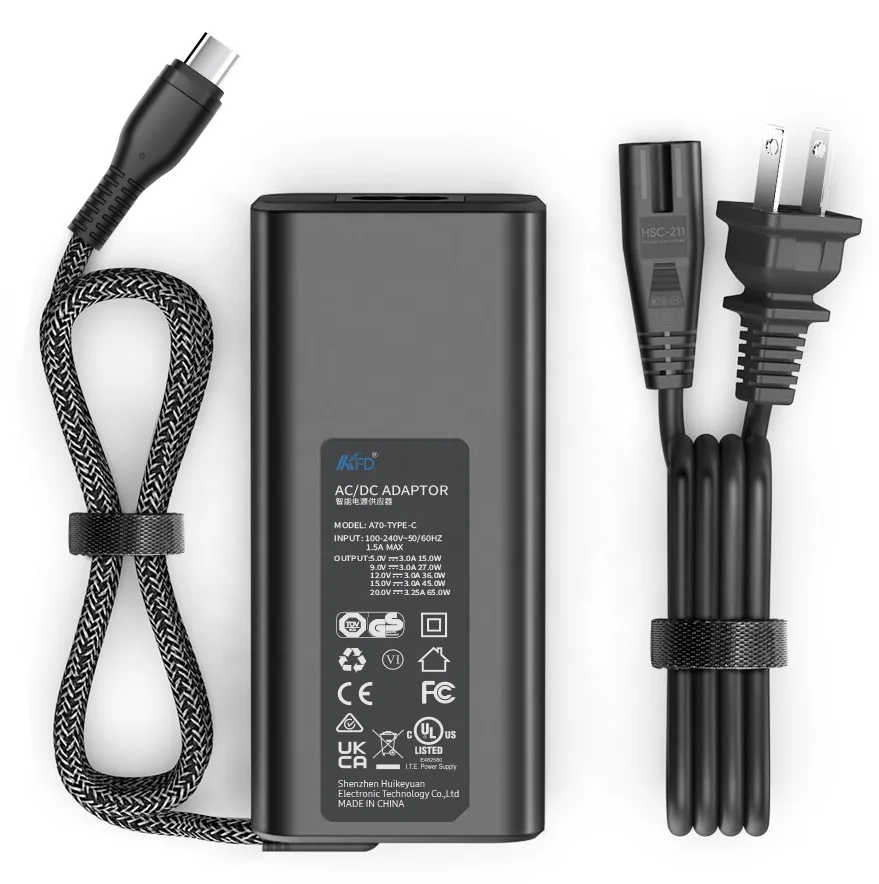 New Hot Sell 65W 45W USB C PD Charger Factory Laptop Power Adapter Power Supply for Dell HP Lenovo LG Samsung ASUS Acer MacBook