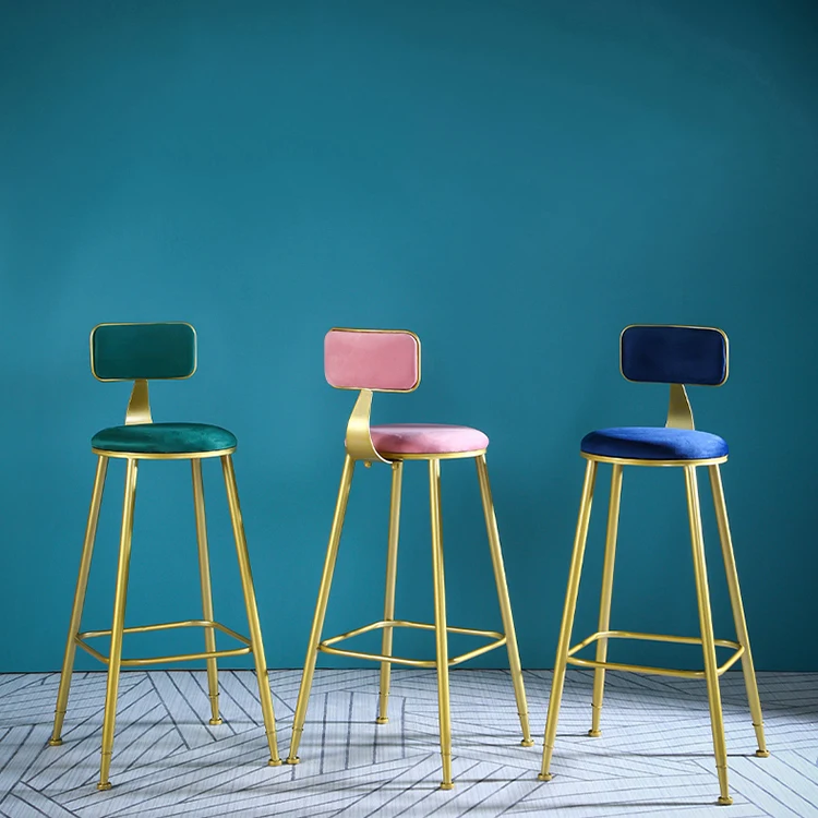 Bar Chairs Nordic Tall Cheap Counter Furniture Gold Metal Leather Back Luxury Kitchen Modern High Stool Bar Chairs For Bar Table