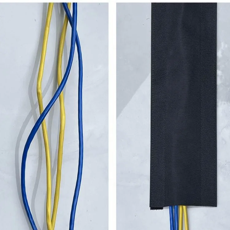 Wholesale Nylon Cable Sleeves Carpet Floor Cord Cover Hook And Loop Tape Wire Tube Cable Protective Sleeves