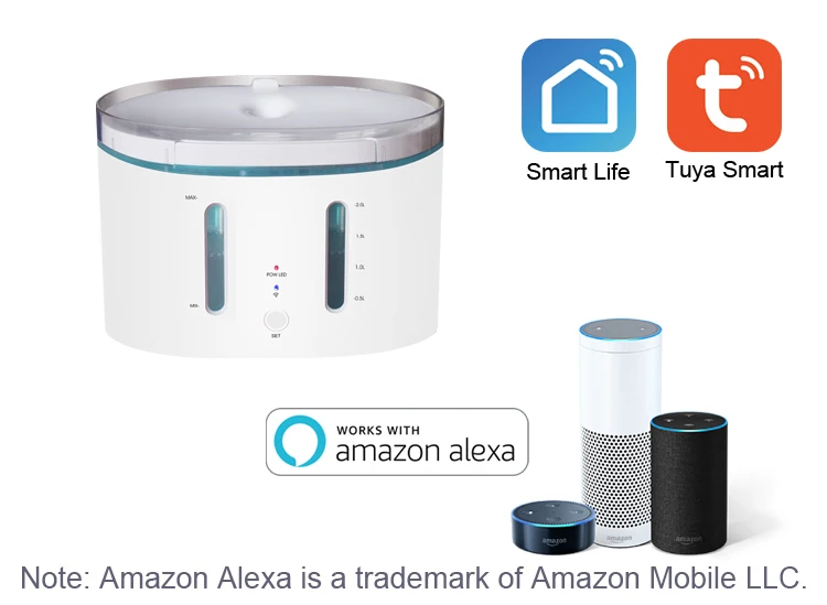 Умный питьевой фонтан alexa и google с голосовым управлением Wi-Fi емкость 2 5