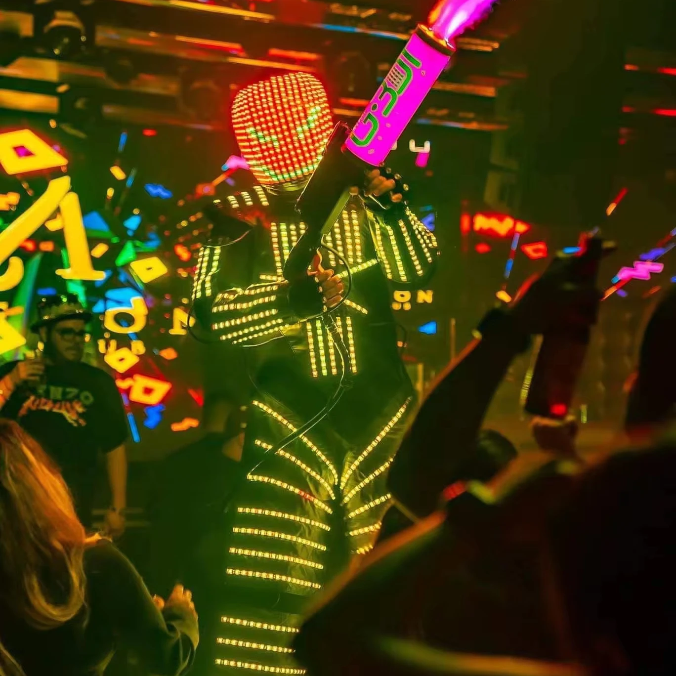 LED Screen Robot Costume Light up dress Luminous LED Light clothing stilts walker dance suit for nightclub stage performance