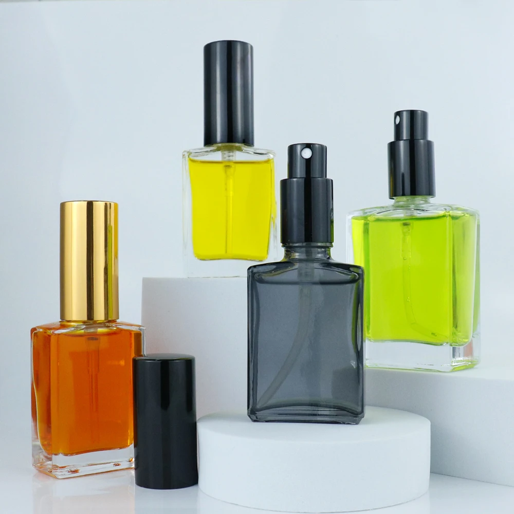 Clear Empty Glass Oil Perfume Atomizer 10ml 20ml 30ml 15ml Short Flat Square Perfume Bottle