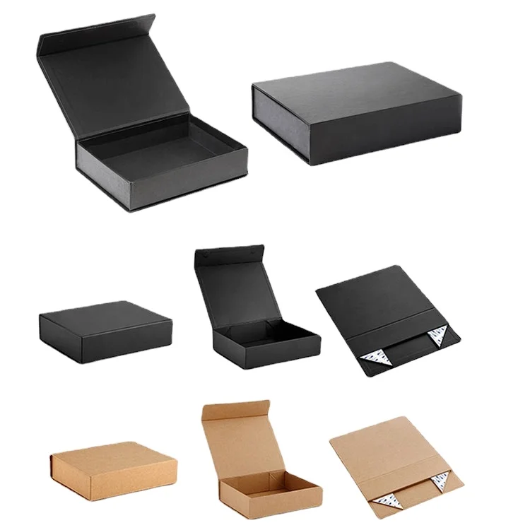 Wholesale Custom Logo Fancy Black Magnetic Cardboard Boxes Folding Gift Box With Lid