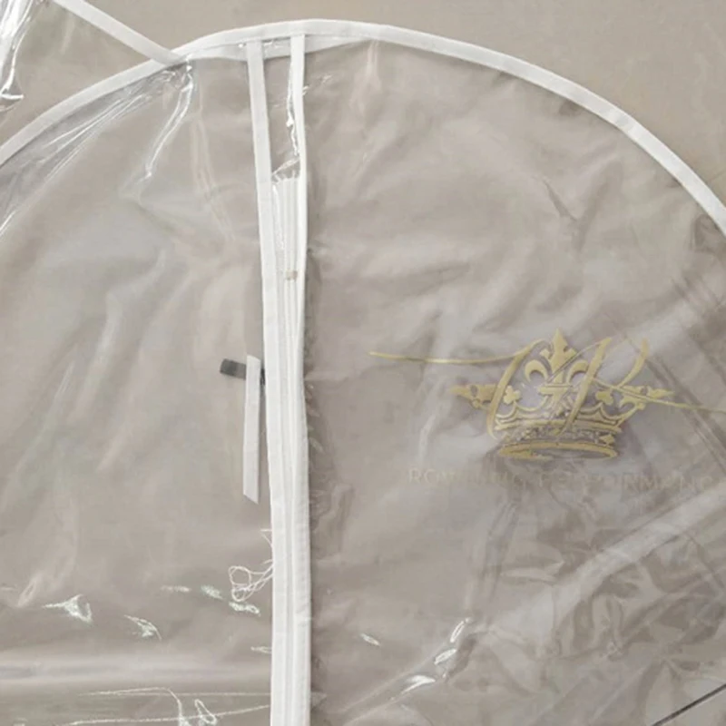Transparent Waterproof PVC Clothes Storage Garment Bag Solid Cover For Wedding Dress