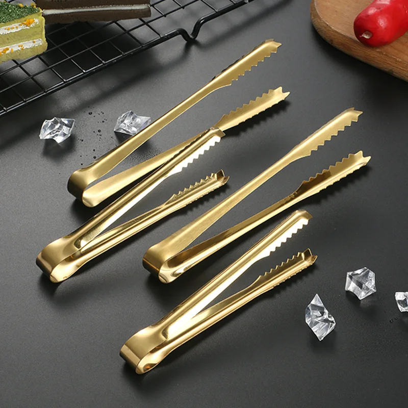 Wholesale Gold Color Stainless Steel Ice Cube Serving Tongs